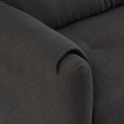 Canapé 3 places rembourré en tissu Teddy noir 79,50 $ avec rangement d'assise dissimulé pour le salon