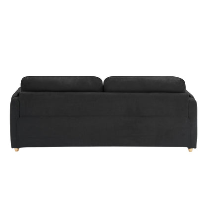 Canapé 3 places rembourré en tissu Teddy noir 79,50 $ avec rangement d'assise dissimulé pour le salon