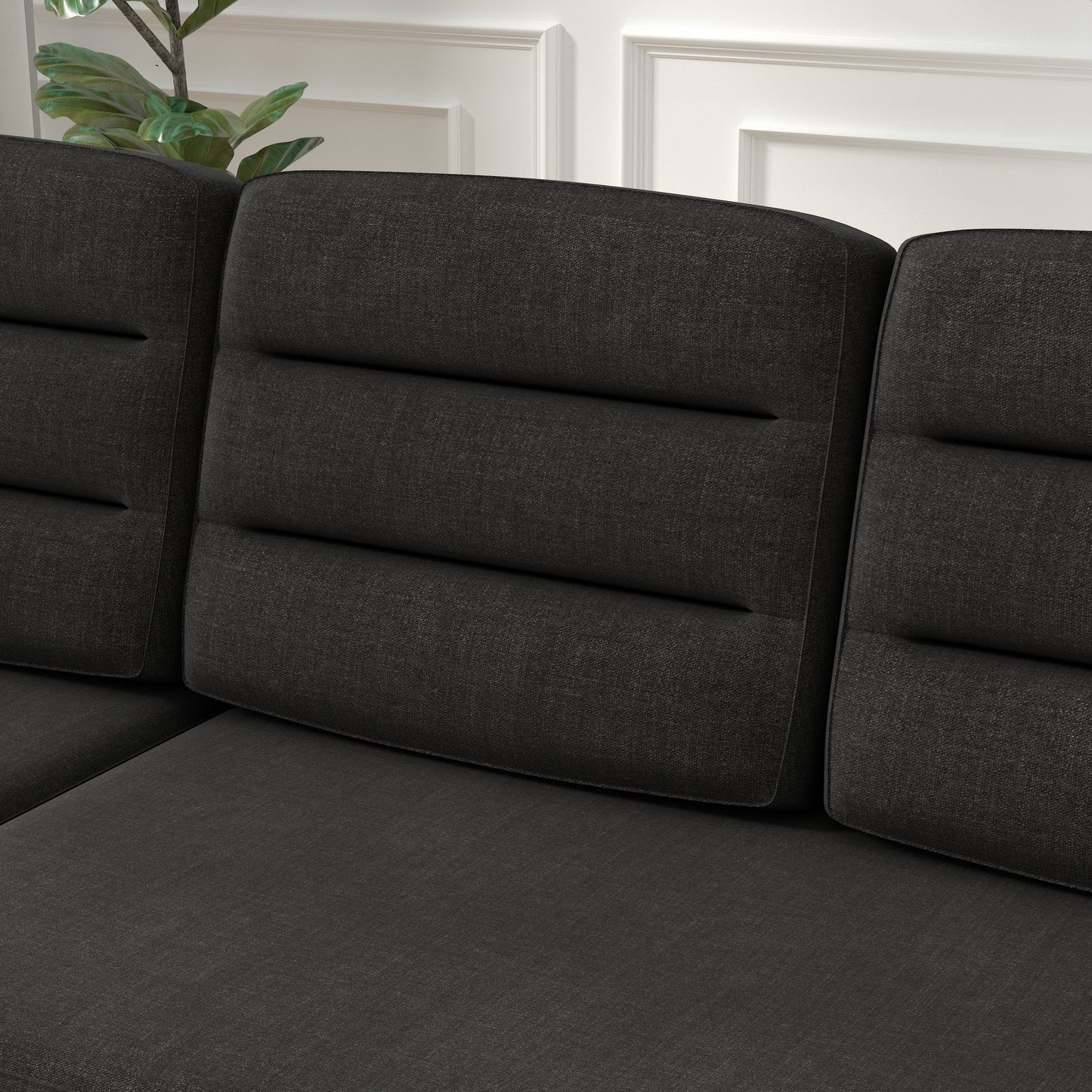 Canapé-lit 3 places en polyester noir de 83,5 pouces avec lit gigogne, fauteuil inclinable avec rangement, porte-gobelet et poches latérales