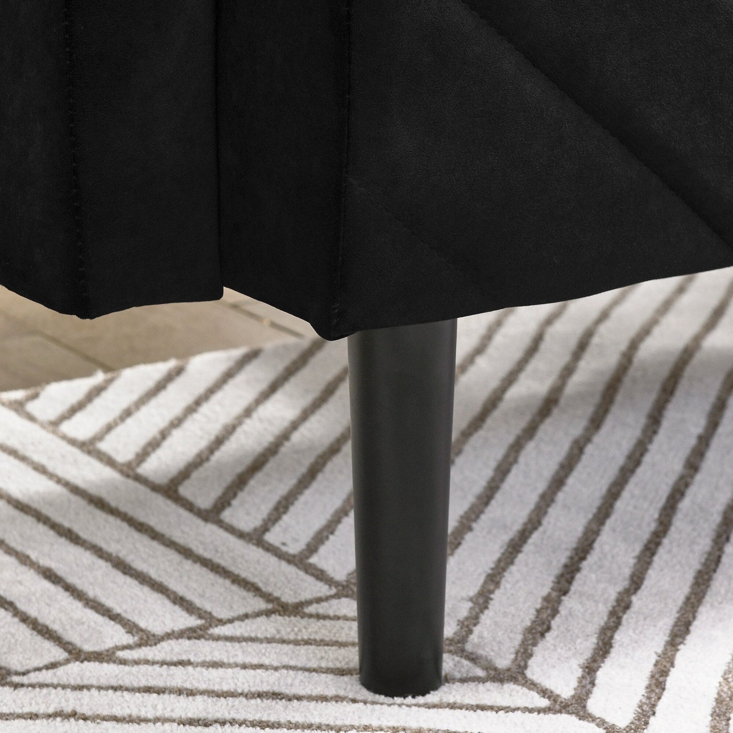 Canapé-lit futon convertible capitonné en velours noir 87 avec accoudoirs réglables pour salon