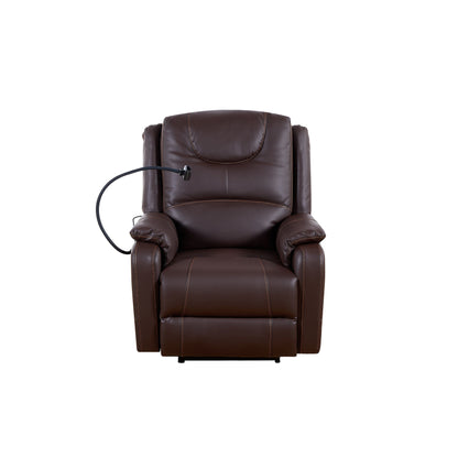 Fauteuil inclinable électrique réglable noir avec massage, chauffage, ports USB, support de téléphone et rangement latéral, inclinable jusqu'à 139°