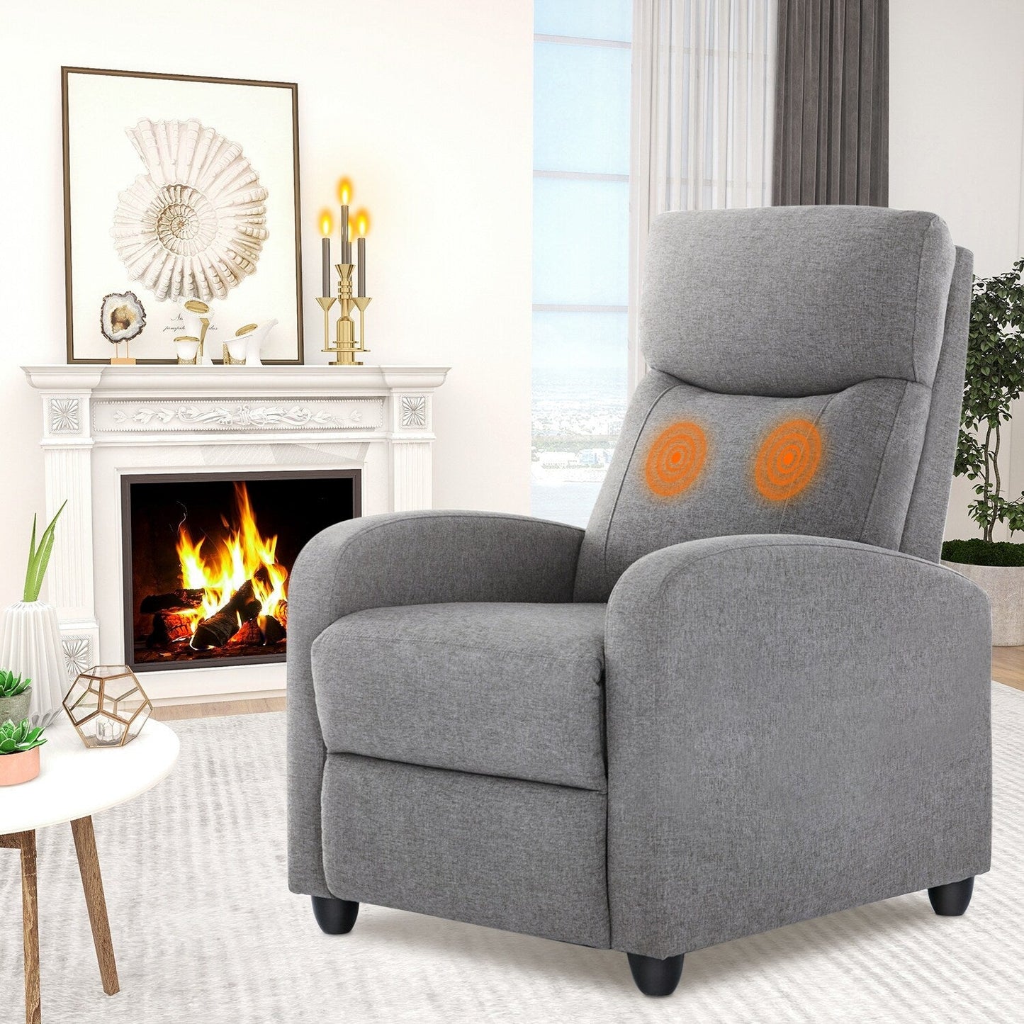 Fauteuil inclinable réglable noir avec 8 modes de massage, soutien lombaire et fonctions de relaxation pour une utilisation en home cinéma