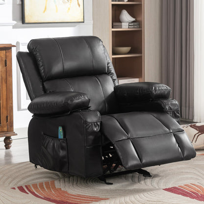 Fauteuil inclinable à bascule réglable noir avec massage et porte-gobelets
