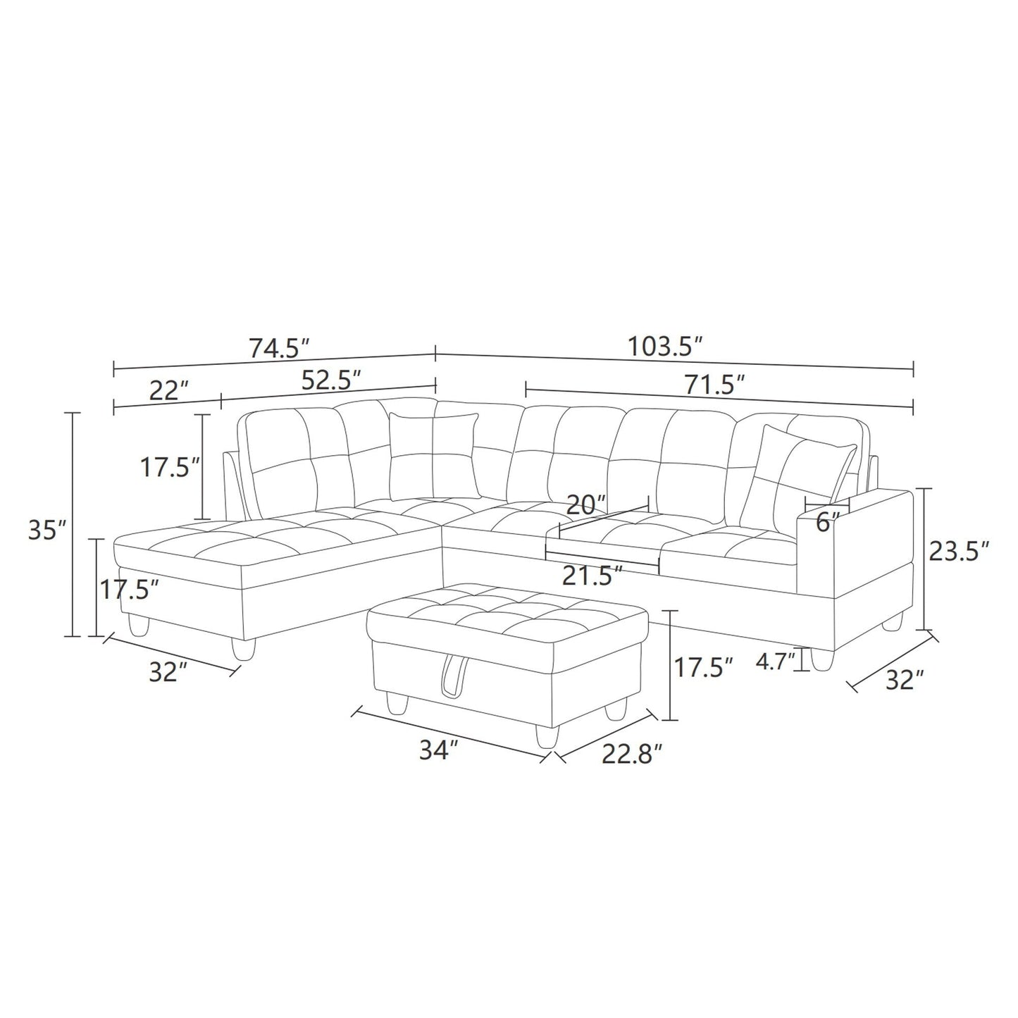 Ensemble de canapés de salon 3 pièces en cuir synthétique semi-PU noir et blanc