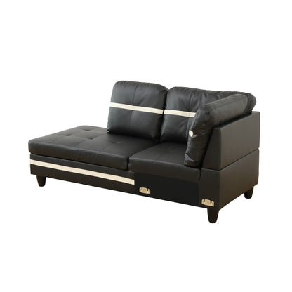 Ensemble de canapés de salon 3 pièces en cuir synthétique semi-PU noir et blanc