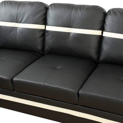 Ensemble de canapés de salon 3 pièces en cuir synthétique semi-PU noir et blanc