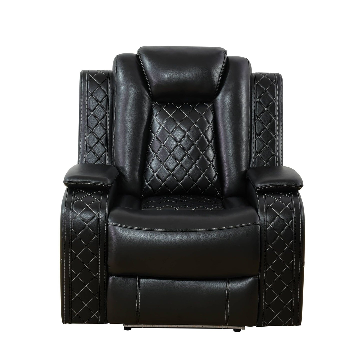 Fauteuil inclinable sectionnel de salon en cuir respirant noir