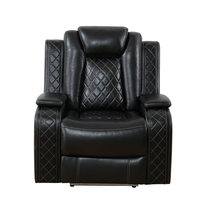 Fauteuil inclinable sectionnel de salon en cuir respirant noir