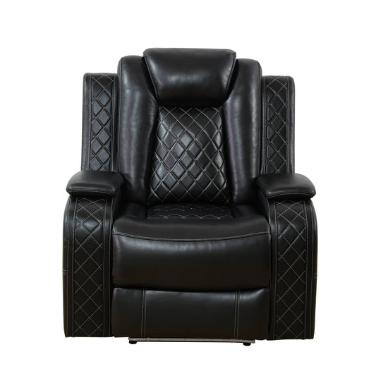 Fauteuil inclinable sectionnel de salon en cuir respirant noir
