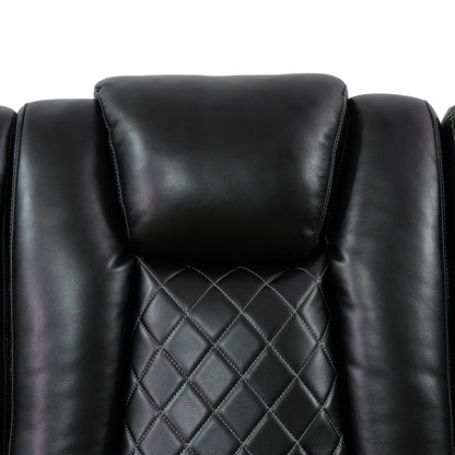 Fauteuil inclinable sectionnel de salon en cuir respirant noir