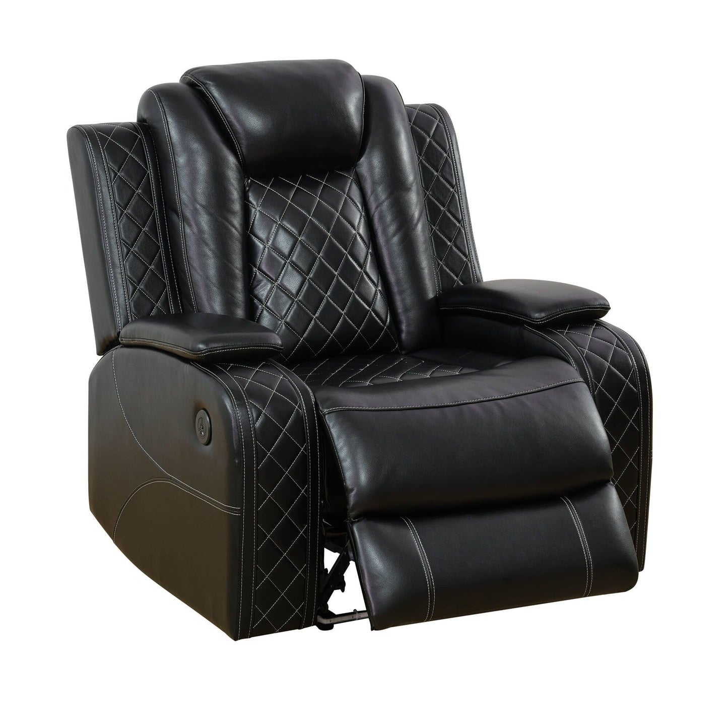 Fauteuil inclinable sectionnel de salon en cuir respirant noir