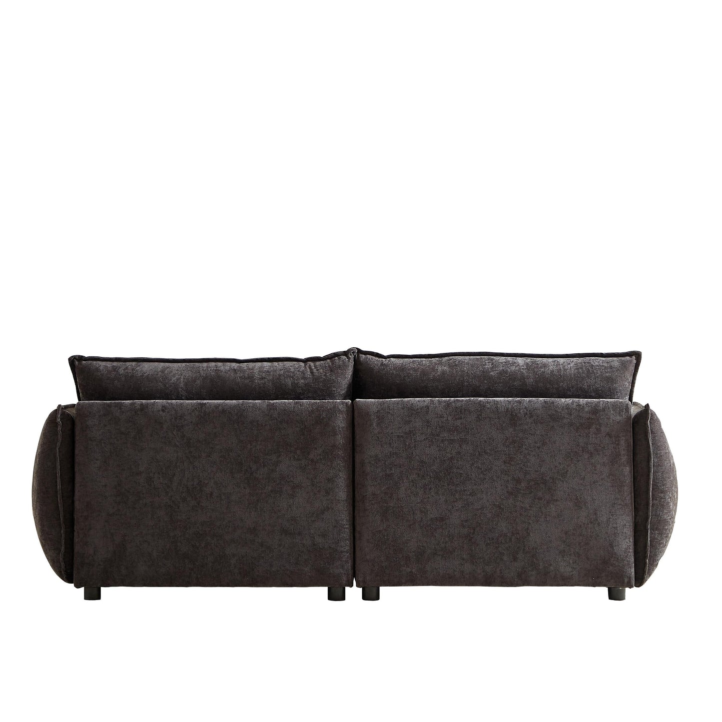 Canapé 3 places en chenille noire avec coussins supplémentaires