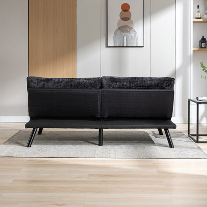 Canapé-lit futon convertible en chenille noire