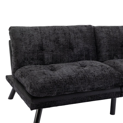 Canapé-lit futon convertible en chenille noire