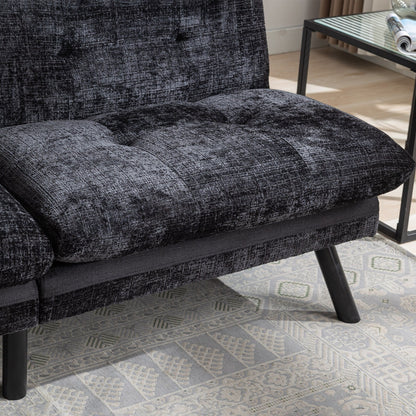 Canapé-lit futon convertible en chenille noire
