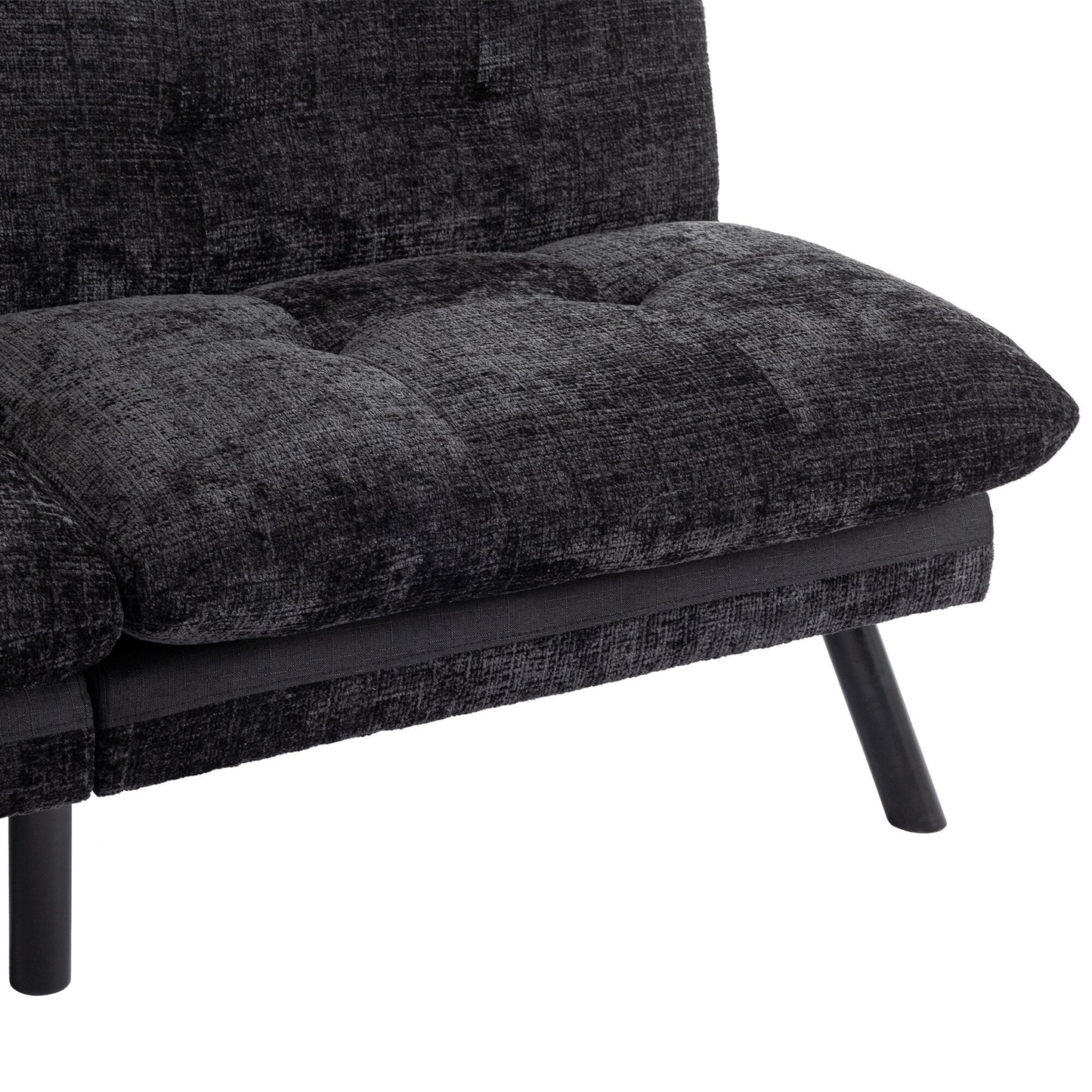 Canapé-lit futon convertible en chenille noire
