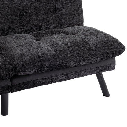Canapé-lit futon convertible en chenille noire