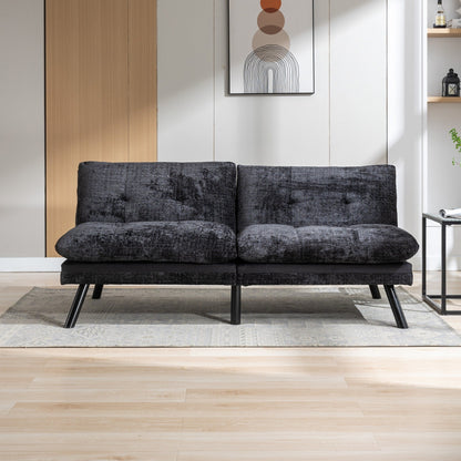 Canapé-lit futon convertible en chenille noire