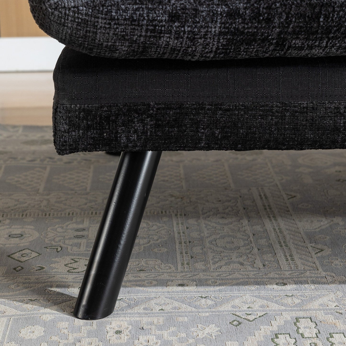 Canapé-lit futon convertible en chenille noire