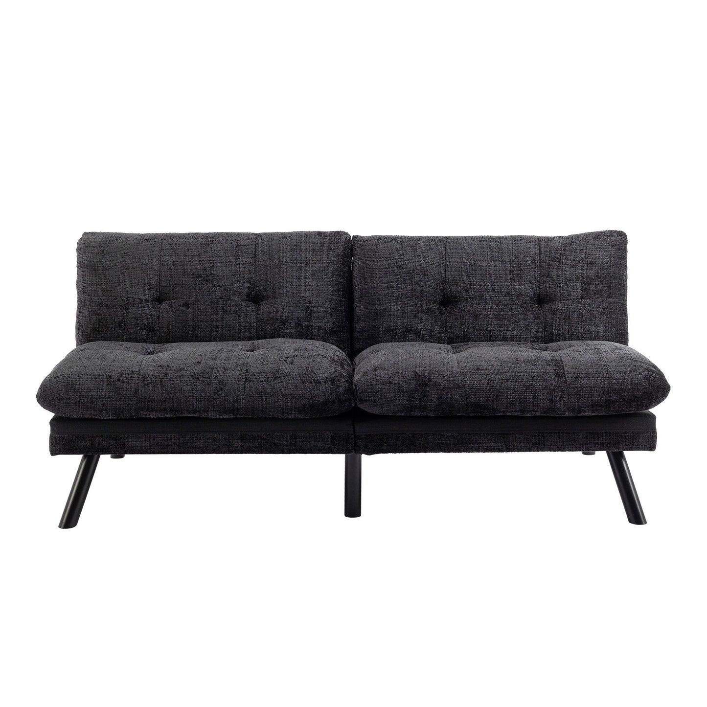 Canapé-lit futon convertible en chenille noire