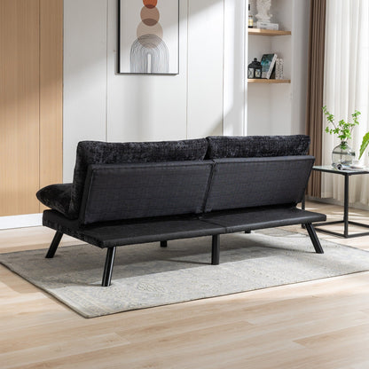 Canapé-lit futon convertible en chenille noire