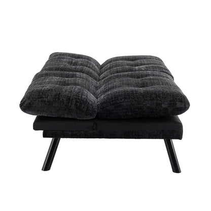 Canapé-lit futon convertible en chenille noire