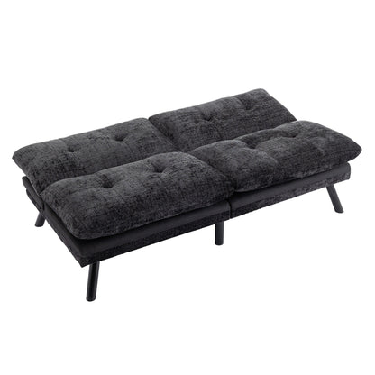 Canapé-lit futon convertible en chenille noire