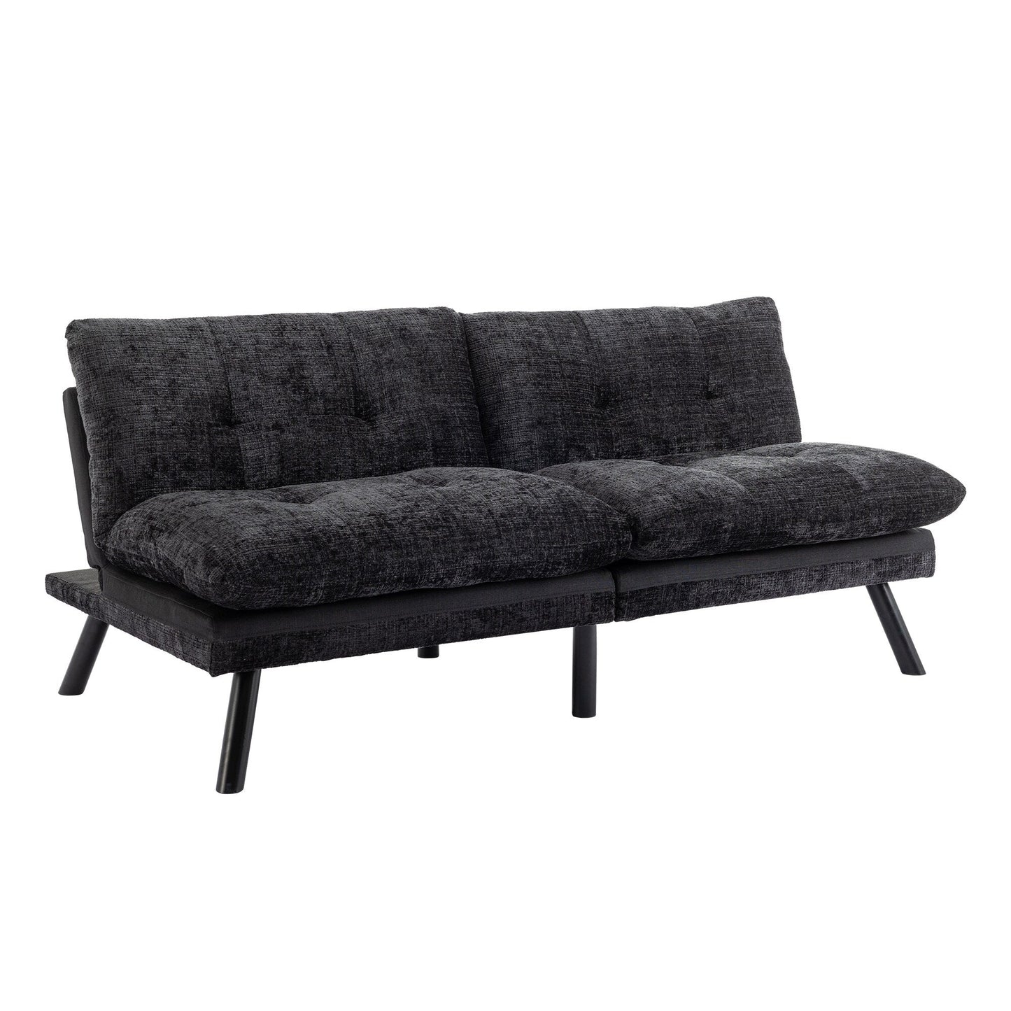 Canapé-lit futon convertible en chenille noire