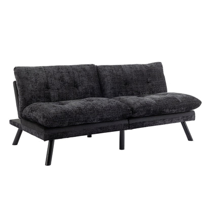 Canapé-lit futon convertible en chenille noire