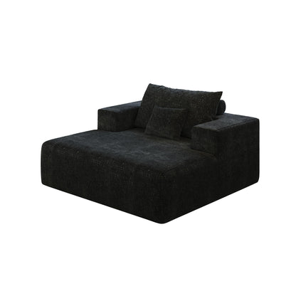 Canapé-lit simple en chenille noire avec coussin de dossier