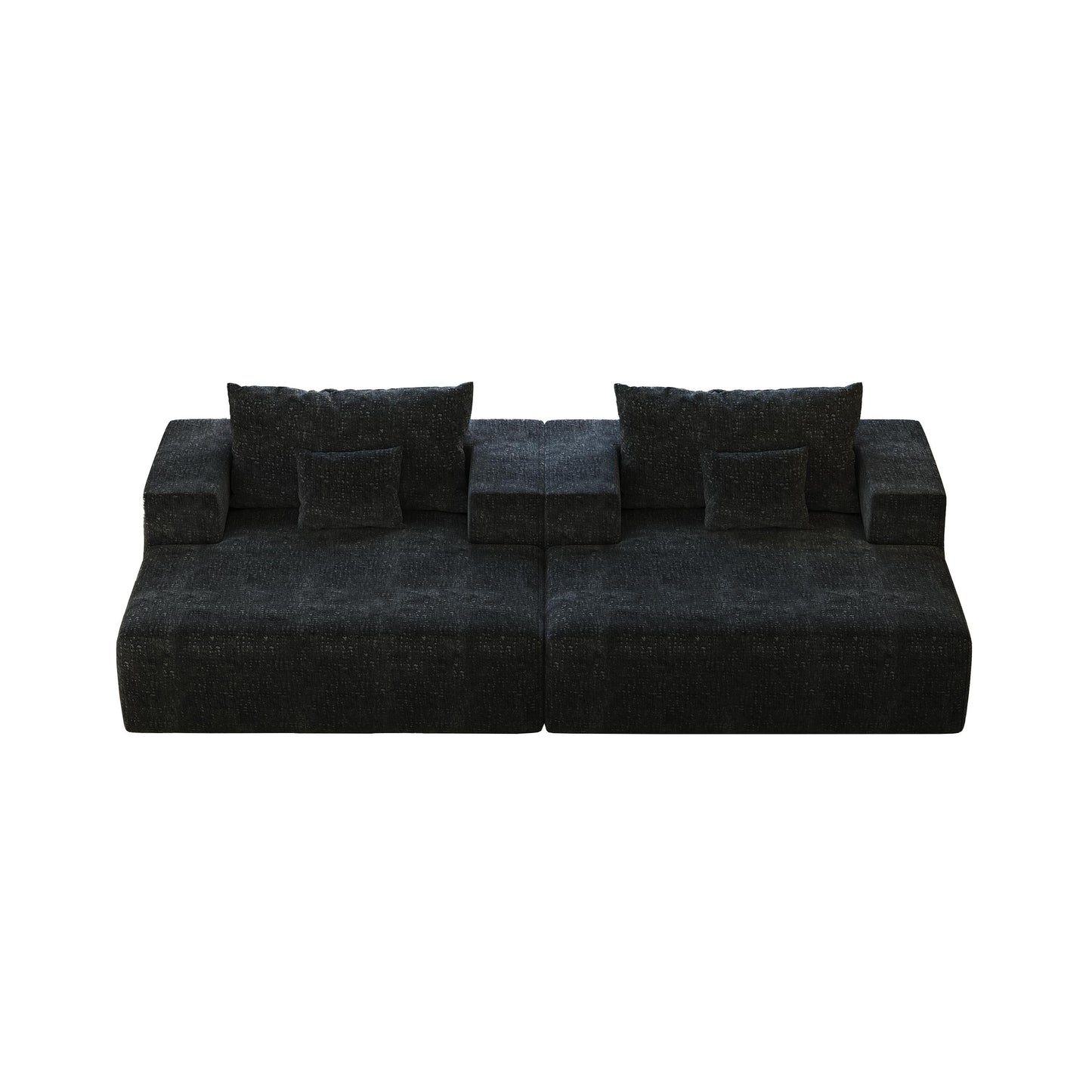 Canapé-lit simple en chenille noire avec coussin de dossier