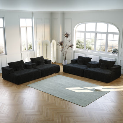 Canapé-lit simple en chenille noire avec coussin de dossier