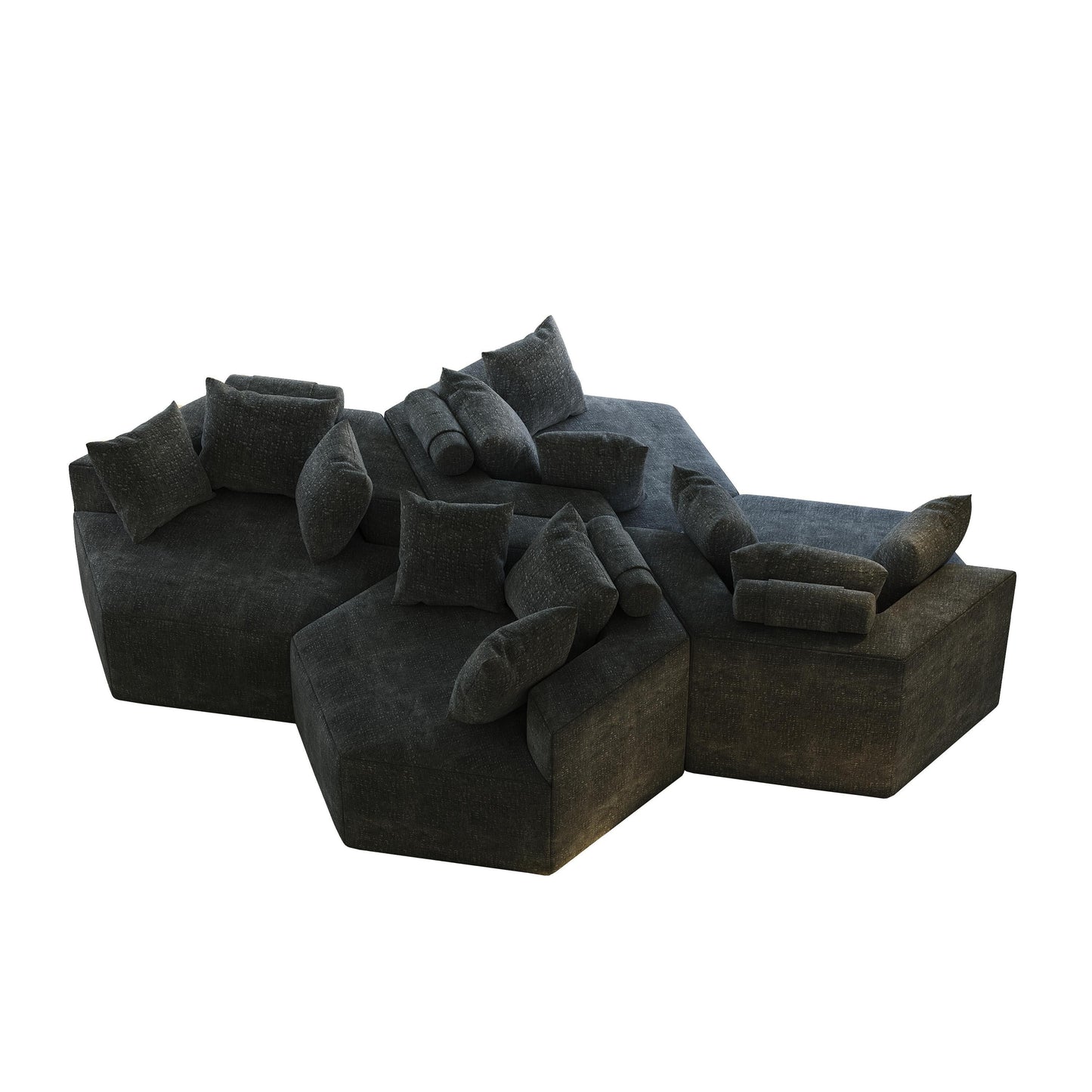 Canapé-lit simple en chenille noire avec coussin de dossier