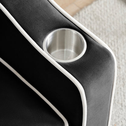 Canapé-lit simple convertible noir avec port de chargement USB