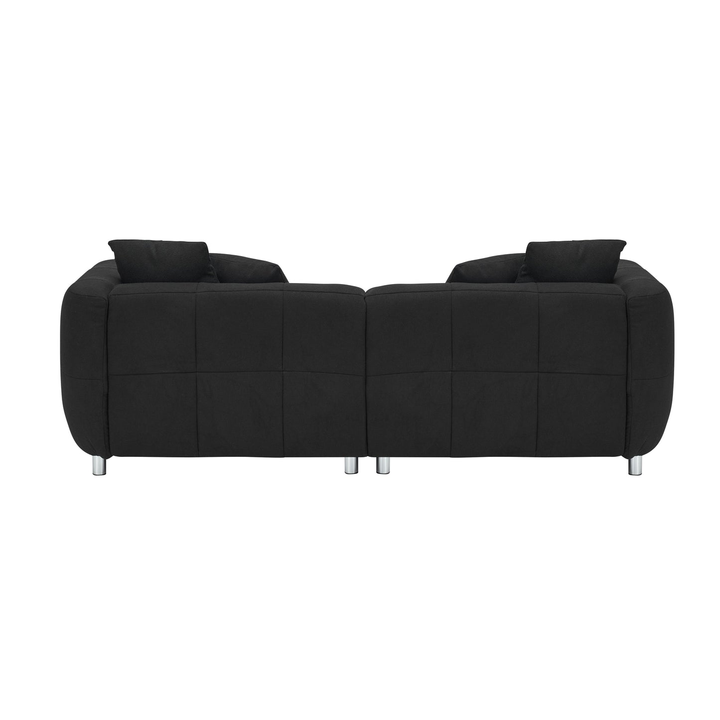 Canapé 3 places en coton et lin noir avec pieds en métal