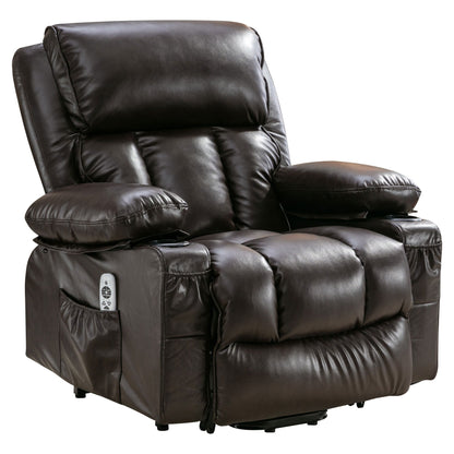 Fauteuil releveur électrique noir avec fonctions de massage et de chauffage pour personnes âgées, fauteuil de salon en cuir PU avec port USB