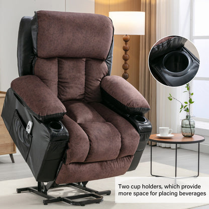 Fauteuil releveur électrique noir avec fonctions de massage et de chauffage pour personnes âgées, fauteuil de salon en cuir PU avec port USB
