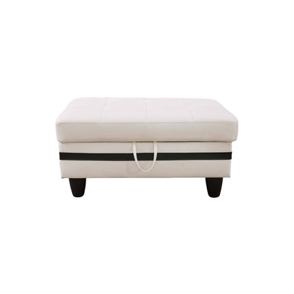 Pouf de rangement en similicuir noir