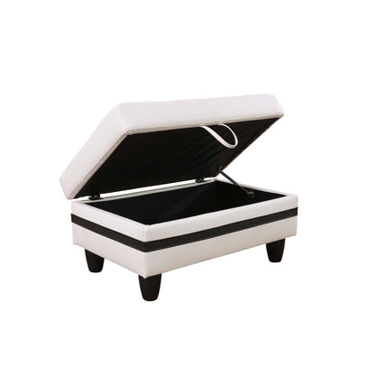 Pouf de rangement en similicuir noir