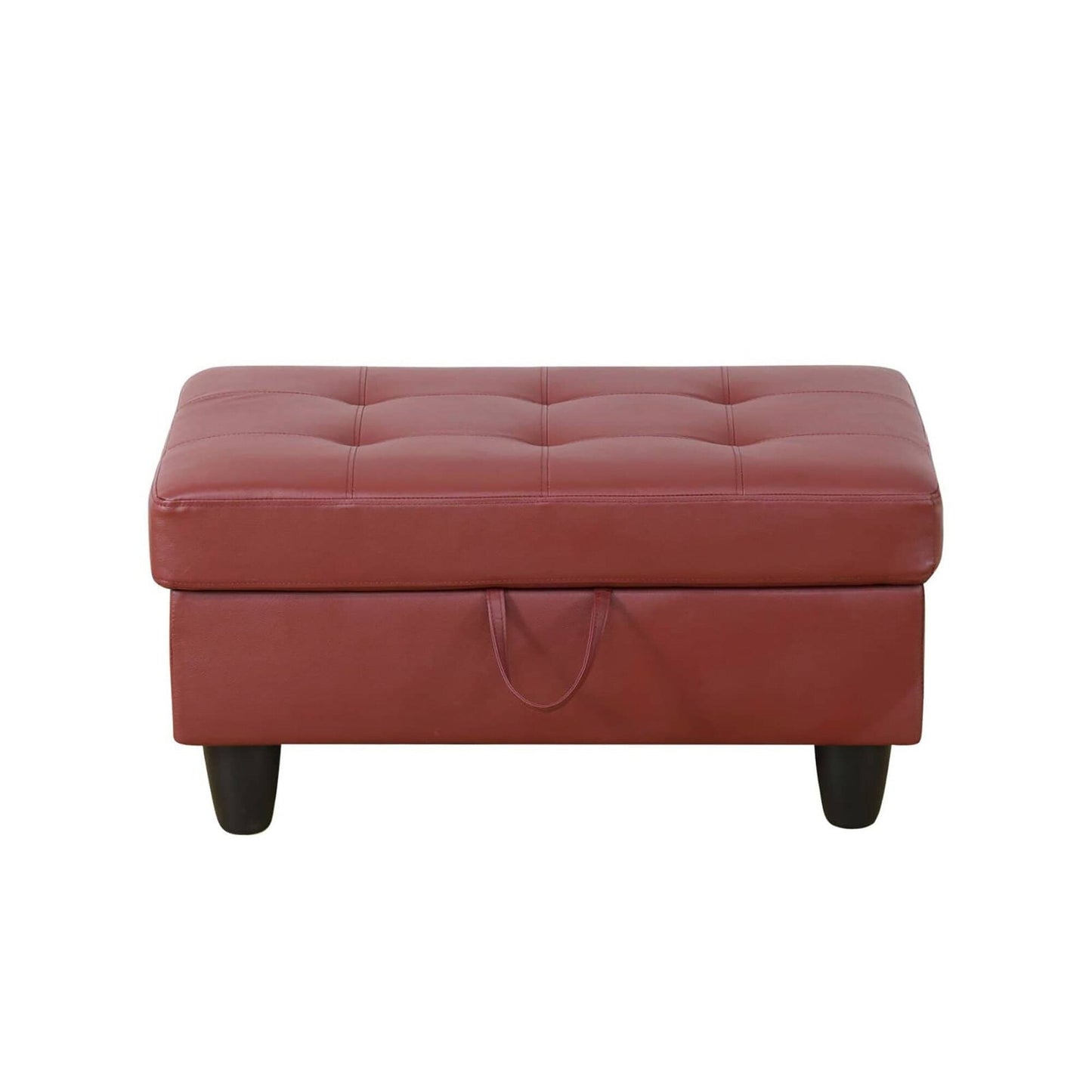 Pouf de rangement en similicuir noir