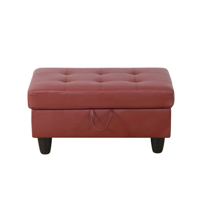 Pouf de rangement en similicuir noir