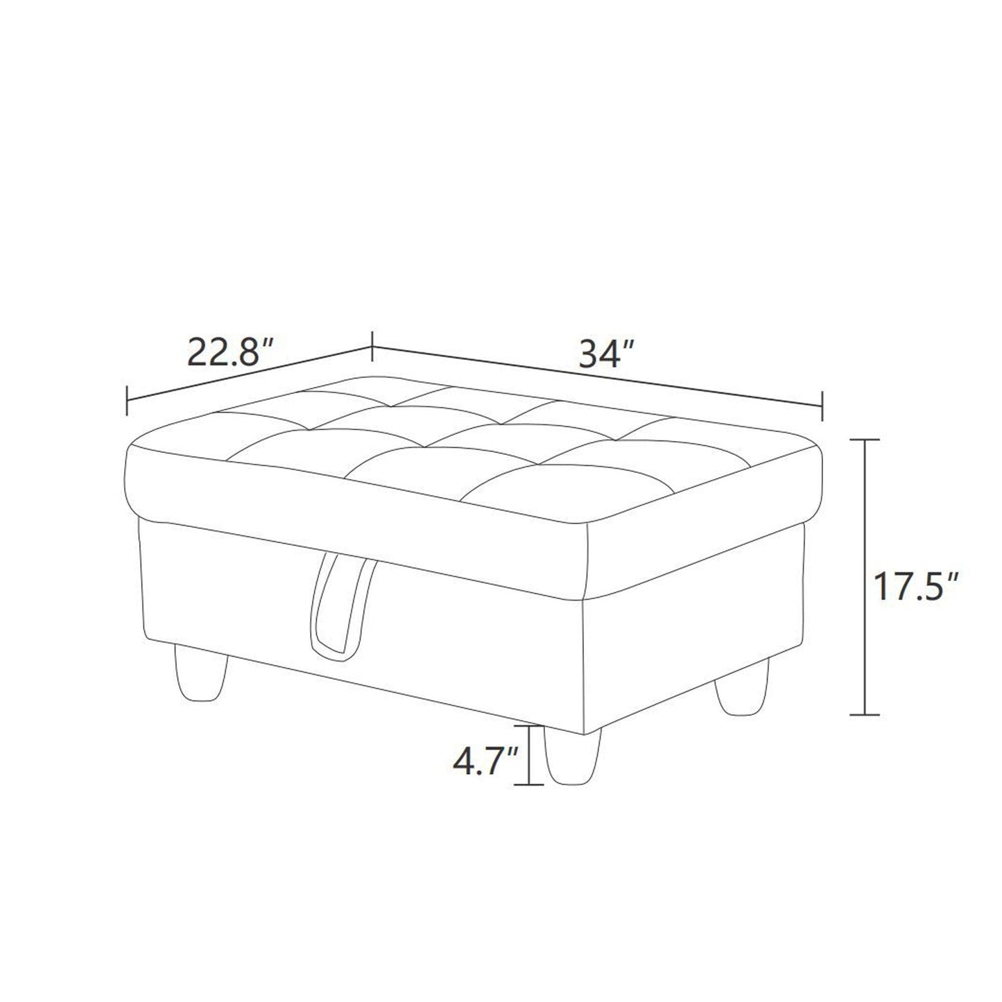 Pouf de rangement en similicuir noir