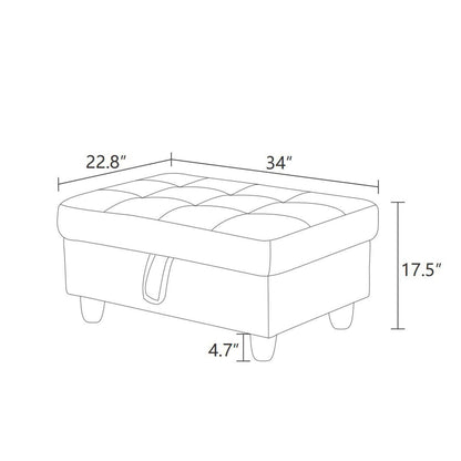 Pouf de rangement en similicuir noir