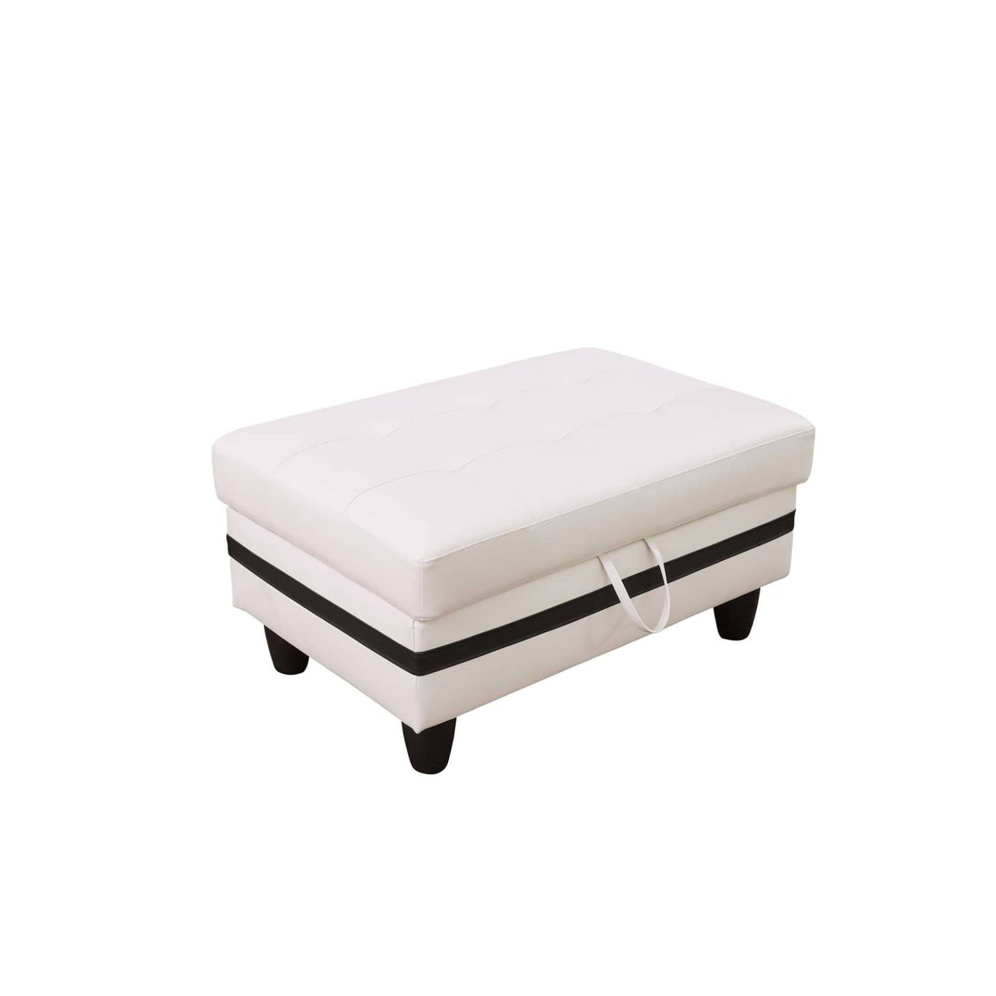 Pouf de rangement en similicuir noir