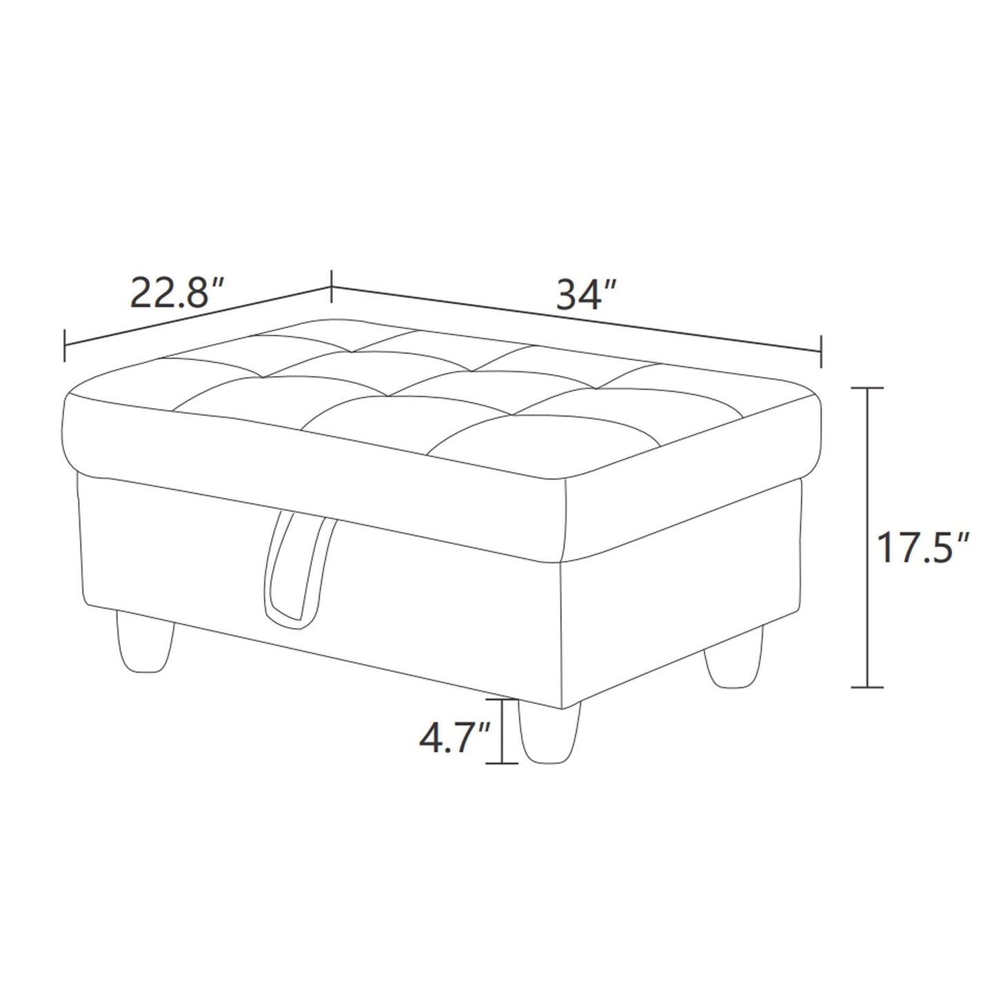 Pouf de rangement en similicuir noir