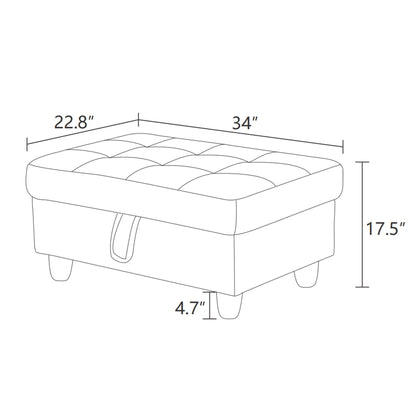 Pouf de rangement en similicuir noir