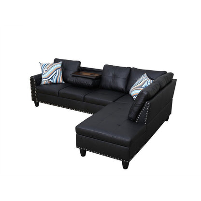 Ensemble de canapés 3 pièces en similicuir noir et cuir synthétique