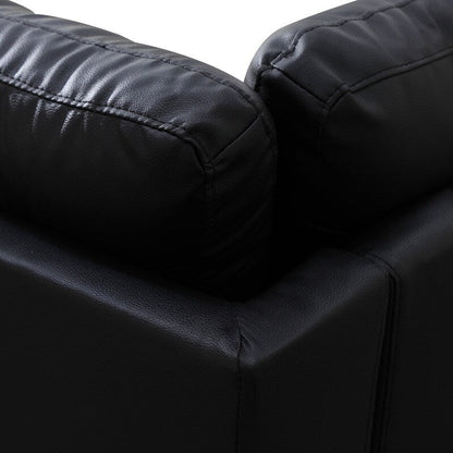 Ensemble de canapés 3 pièces en similicuir noir et cuir synthétique