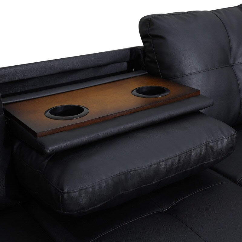 Ensemble de canapés 3 pièces en similicuir noir et cuir synthétique