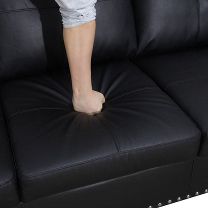 Ensemble de canapés 3 pièces en similicuir noir et cuir synthétique